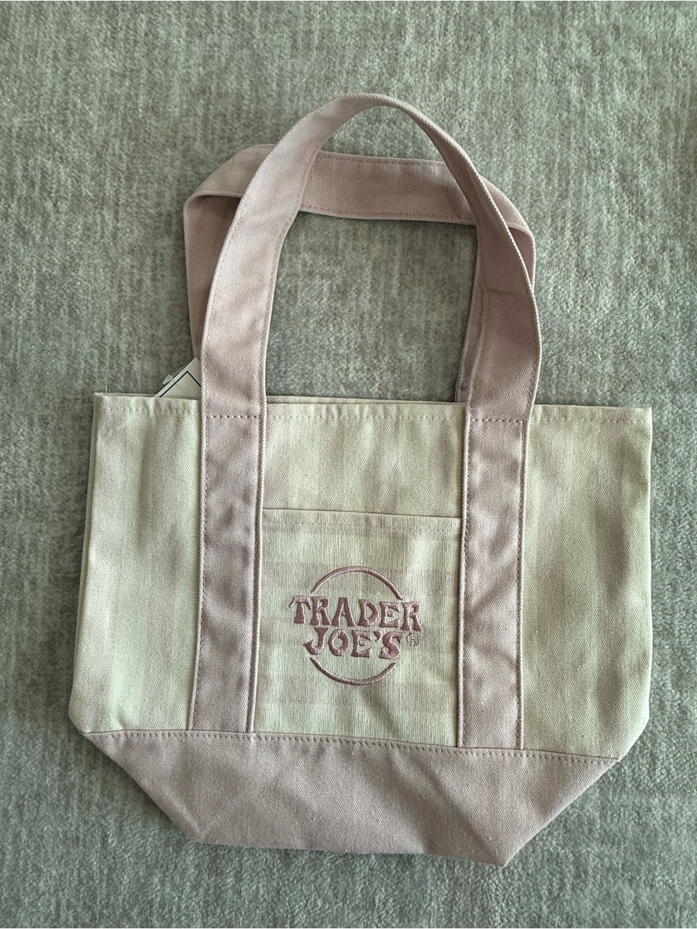 Trader Joe’s Pink Canvas Tote Bag with Front Pocket